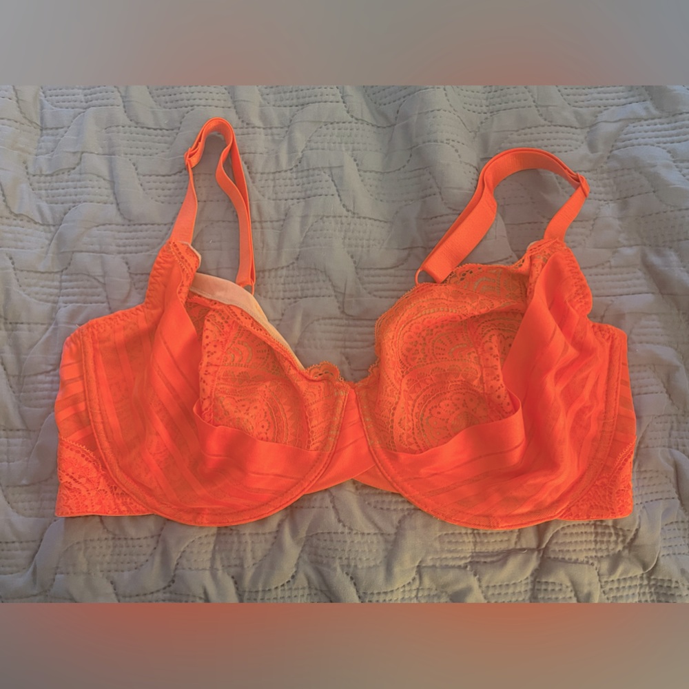 Adore Me mango (orange) plus size underwire lace bra 38H